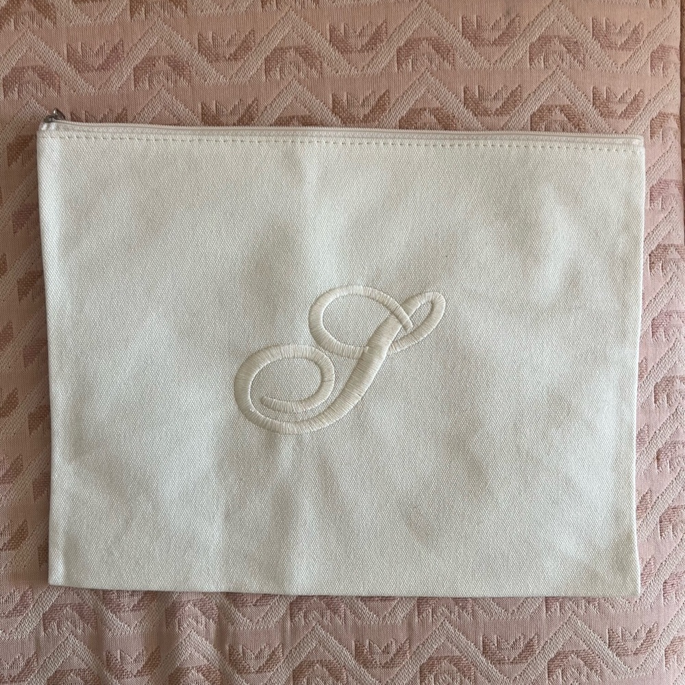 Elegant Cream embroidered S Cosmetic Bag